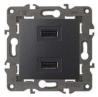 Розетка USB тип A+A без рамки Эра Elegance 2-м. 2100мА антрацит картинка